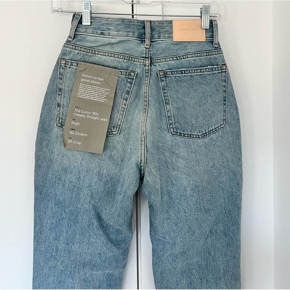 Everlane NWT 24 Crop Curvy 90s Cheeky Straight Jean Patched Blue - Picture 6 of 8